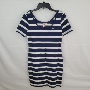 Lacoste LIVE Dress Navy Blue White Stripes Sz M